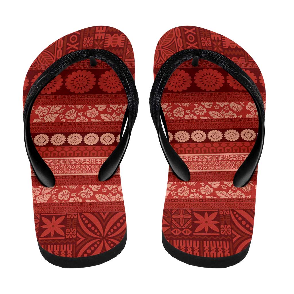 Fiji Marau na Kerisimasi Flip Flops Red Tapa Masi Inspired Christmas - Polynesian Pride