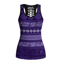 Fiji Marau na Kerisimasi Hollow Tank Top Purple Tapa Masi Inspired Christmas LT9 Female Purple - Polynesian Pride