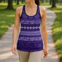 Fiji Marau na Kerisimasi Hollow Tank Top Purple Tapa Masi Inspired Christmas LT9 - Polynesian Pride