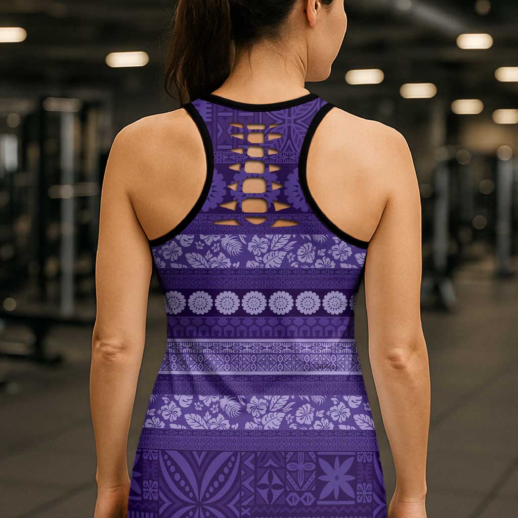 Fiji Marau na Kerisimasi Hollow Tank Top Purple Tapa Masi Inspired Christmas LT9 - Polynesian Pride