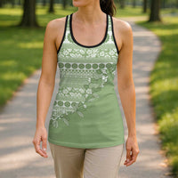 Fiji Marau na Kerisimasi Hollow Tank Top Sage Green Tagimoucia Tapa Masi Tribal - Polynesian Pride