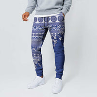 Fiji Marau na Kerisimasi Jogger Pants Blue Tagimoucia Tapa Masi Tribal LT9 - Polynesian Pride