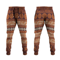 Fiji Marau na Kerisimasi Jogger Pants Gold Tapa Masi Inspired Christmas LT9 Gold - Polynesian Pride