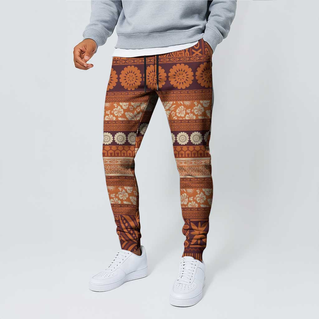 Fiji Marau na Kerisimasi Jogger Pants Gold Tapa Masi Inspired Christmas LT9 - Polynesian Pride