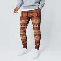 Fiji Marau na Kerisimasi Jogger Pants Gold Tapa Masi Inspired Christmas LT9 - Polynesian Pride