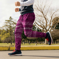 Fiji Marau na Kerisimasi Jogger Pants Pink Tapa Masi Inspired Christmas LT9 - Polynesian Pride
