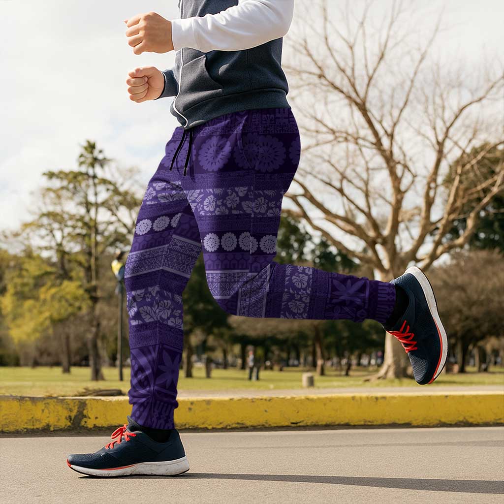 Fiji Marau na Kerisimasi Jogger Pants Purple Tapa Masi Inspired Christmas LT9 - Polynesian Pride