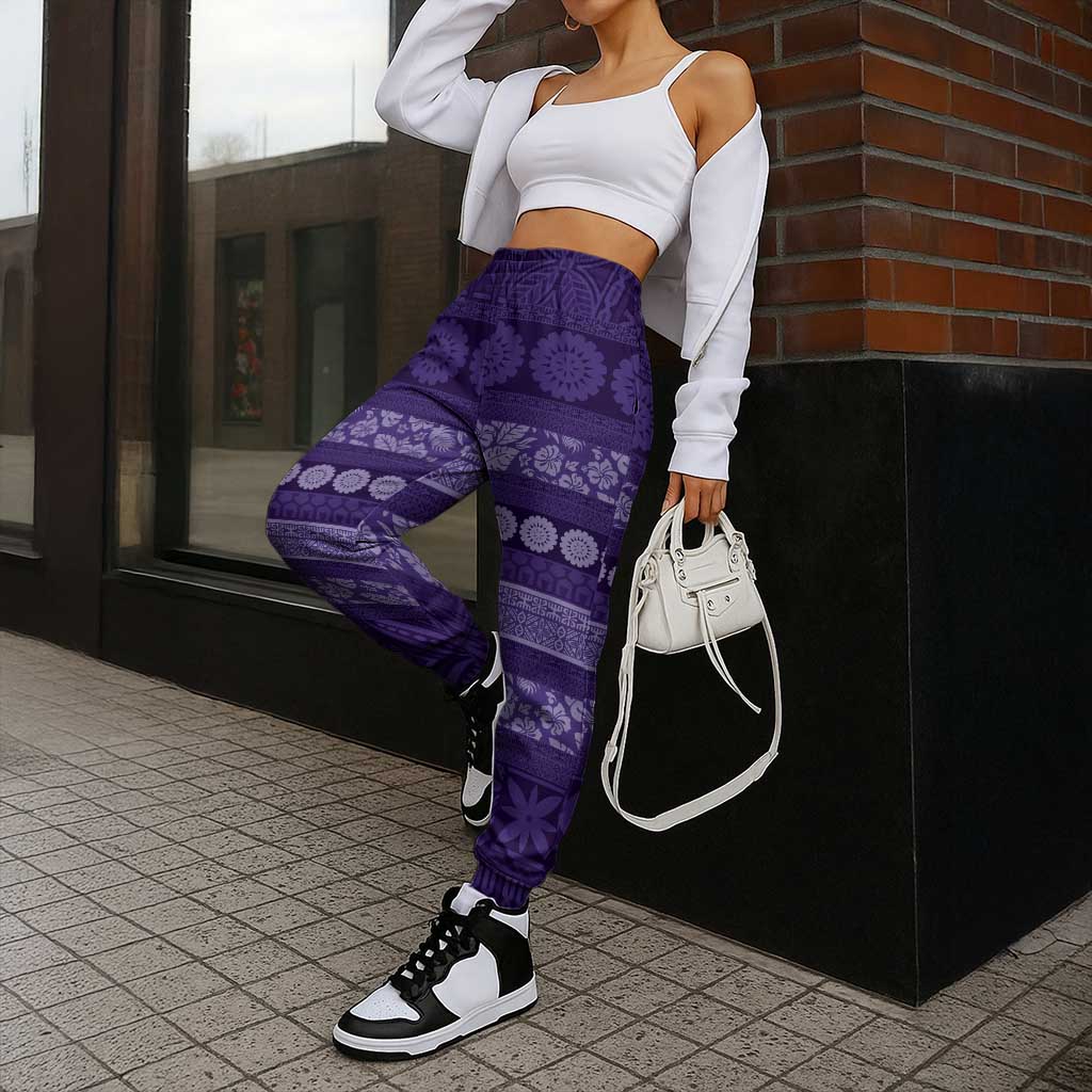 Fiji Marau na Kerisimasi Jogger Pants Purple Tapa Masi Inspired Christmas LT9 - Polynesian Pride
