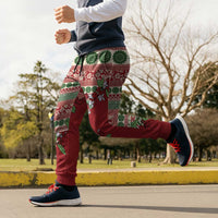 Fiji Marau na Kerisimasi Jogger Pants Red Tagimoucia Tapa Masi Tribal LT9 - Polynesian Pride