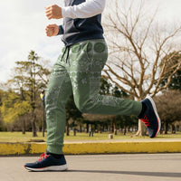 Fiji Marau na Kerisimasi Jogger Pants Sage Green Tagimoucia Tapa Masi Tribal LT9 - Polynesian Pride