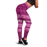 Fiji Marau na Kerisimasi Leggings Pink Tapa Masi Inspired Christmas LT9 - Polynesian Pride