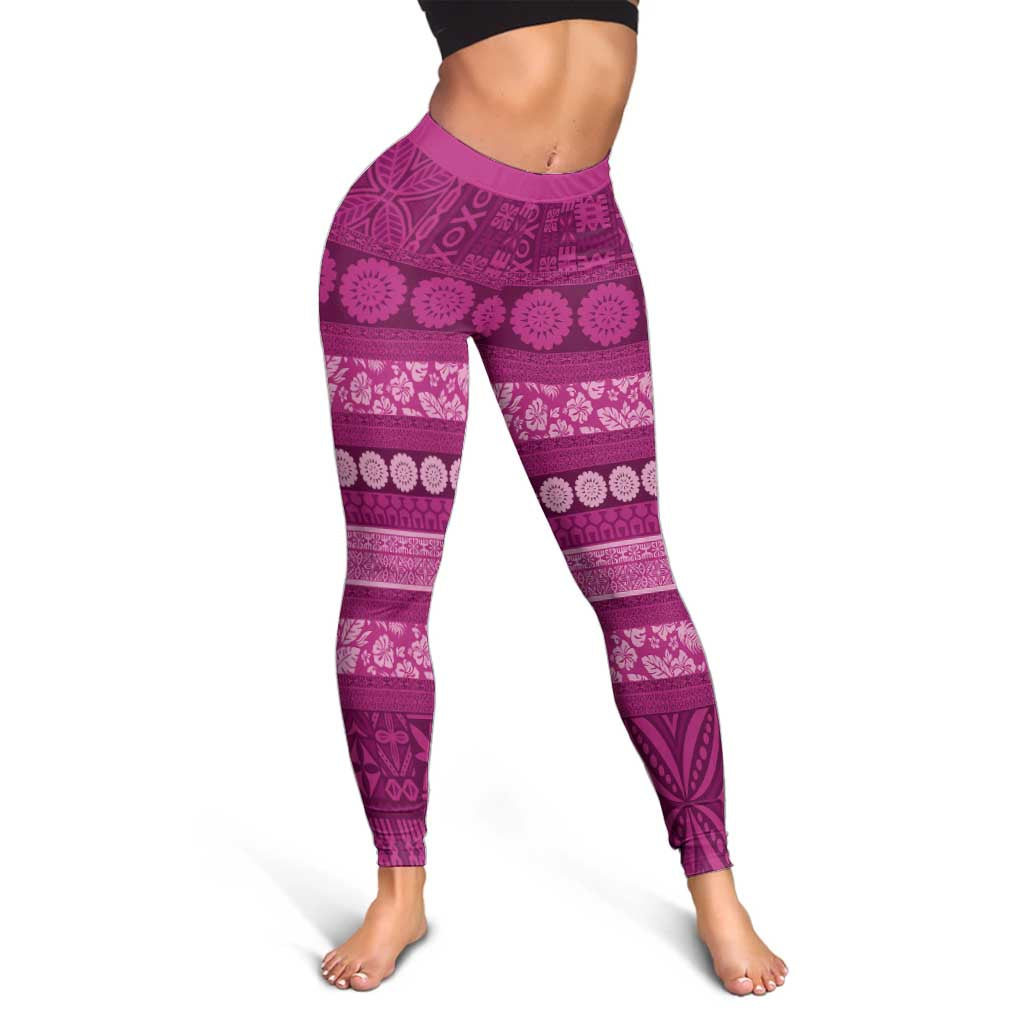Fiji Marau na Kerisimasi Leggings Pink Tapa Masi Inspired Christmas LT9 - Polynesian Pride