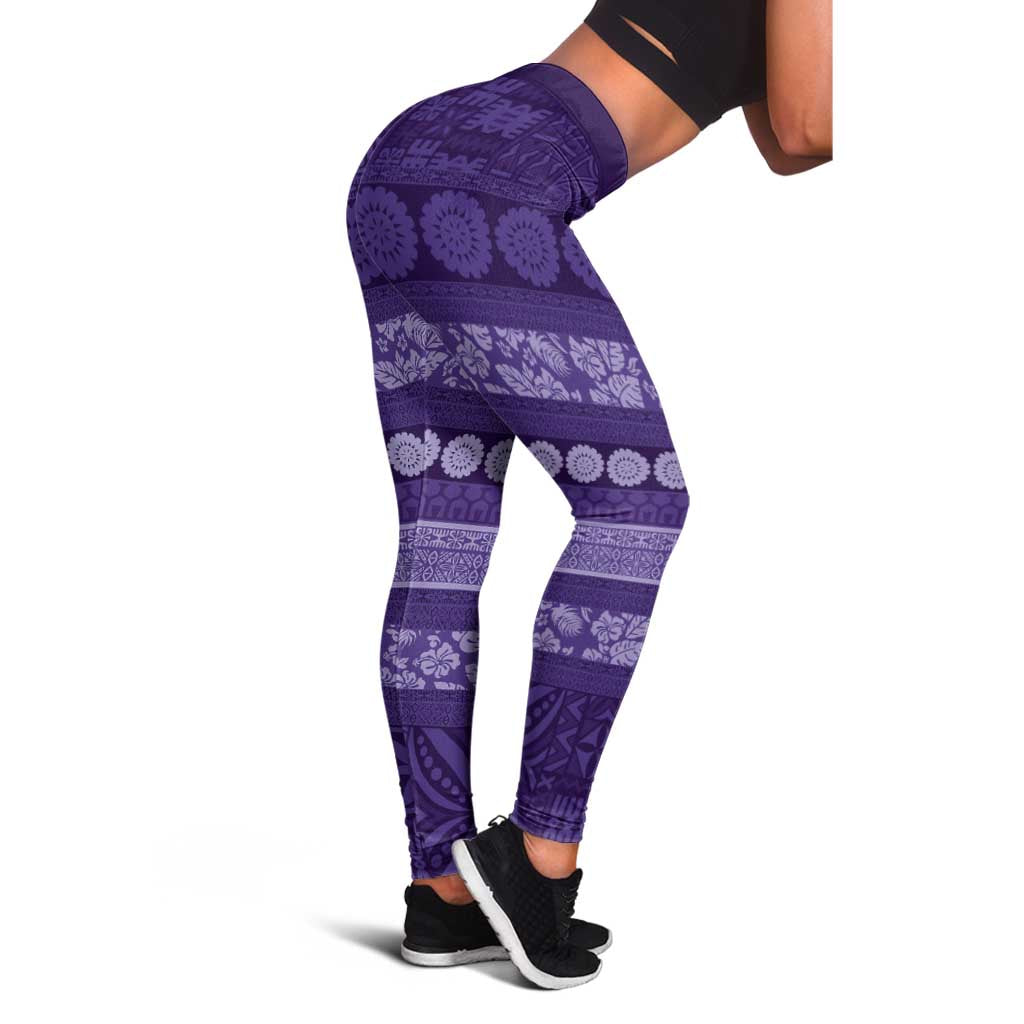 Fiji Marau na Kerisimasi Leggings Purple Tapa Masi Inspired Christmas LT9 - Polynesian Pride