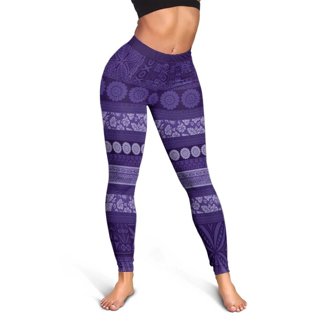 Fiji Marau na Kerisimasi Leggings Purple Tapa Masi Inspired Christmas LT9 - Polynesian Pride