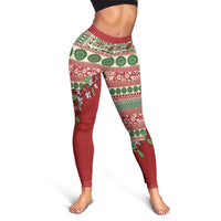 Fiji Marau na Kerisimasi Leggings Red Tagimoucia Tapa Masi Tribal LT9 - Polynesian Pride
