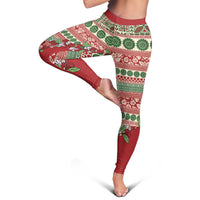 Fiji Marau na Kerisimasi Leggings Red Tagimoucia Tapa Masi Tribal LT9 - Polynesian Pride