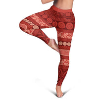 Fiji Marau na Kerisimasi Leggings Red Tapa Masi Inspired Christmas LT9 - Polynesian Pride