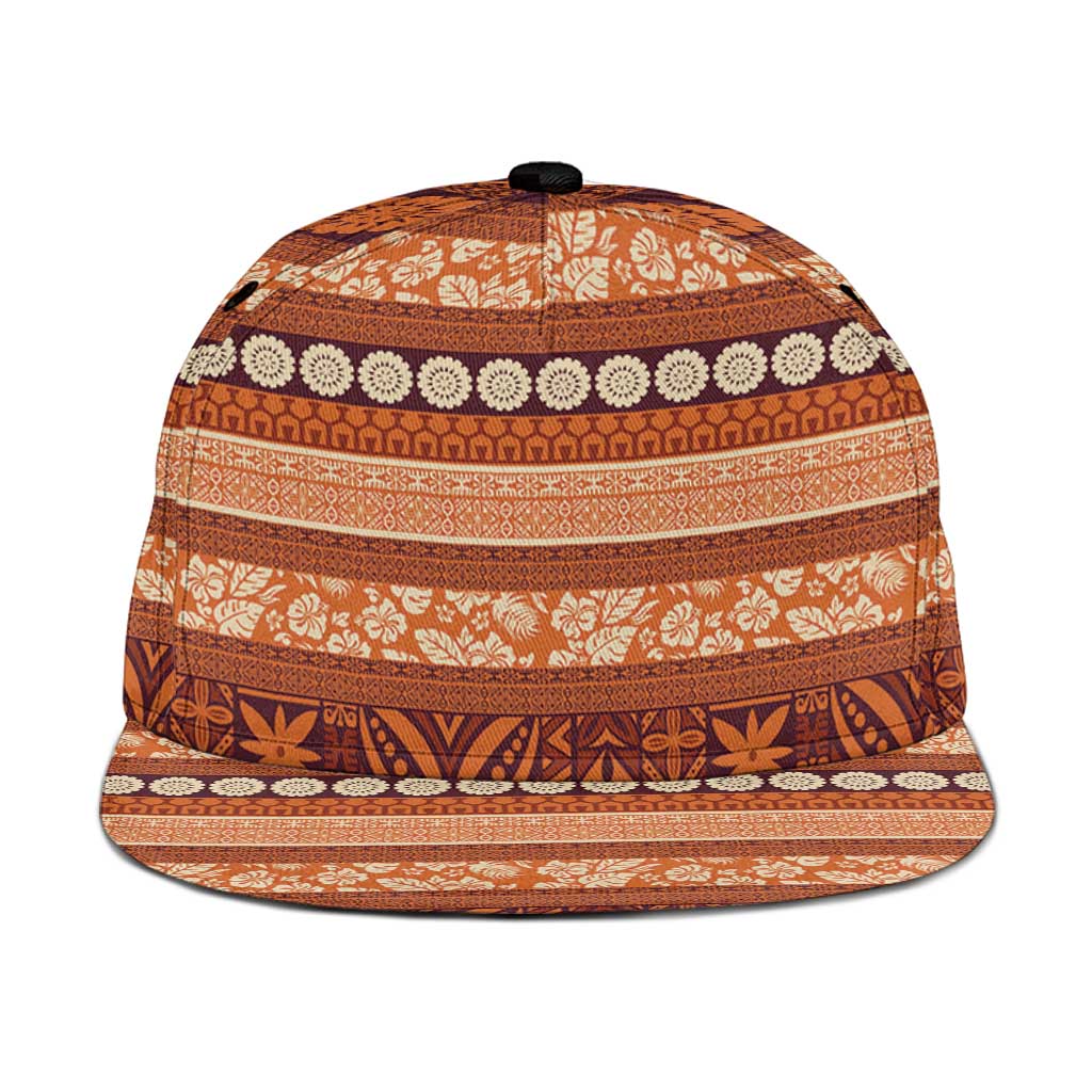 Fiji Marau na Kerisimasi Snapback Cap Gold Tapa Masi Inspired Christmas - Polynesian Pride