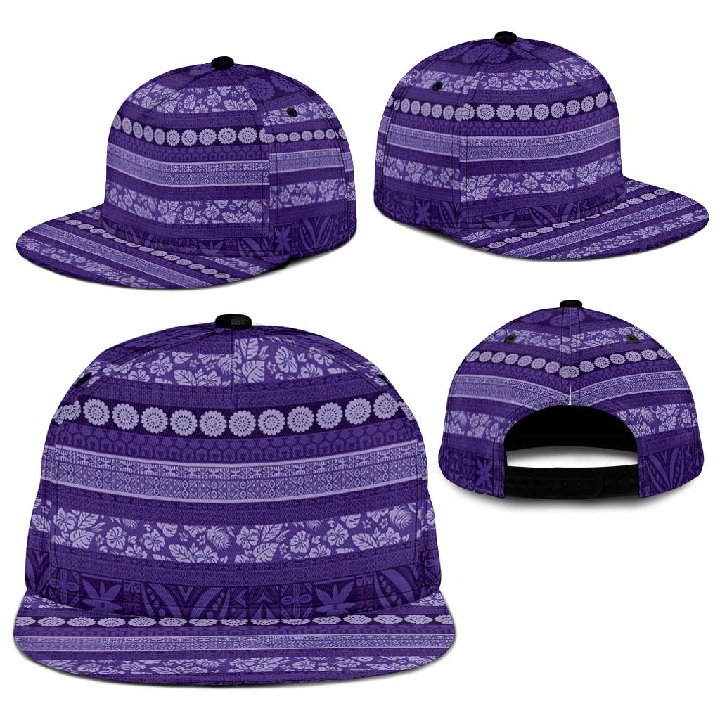 Fiji Marau na Kerisimasi Snapback Cap Purple Tapa Masi Inspired Christmas - Polynesian Pride