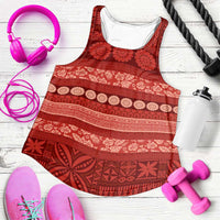 Fiji Marau na Kerisimasi Women Racerback Tank Red Tapa Masi Inspired Christmas LT9 Red - Polynesian Pride