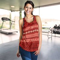 Fiji Marau na Kerisimasi Women Racerback Tank Red Tapa Masi Inspired Christmas LT9 - Polynesian Pride