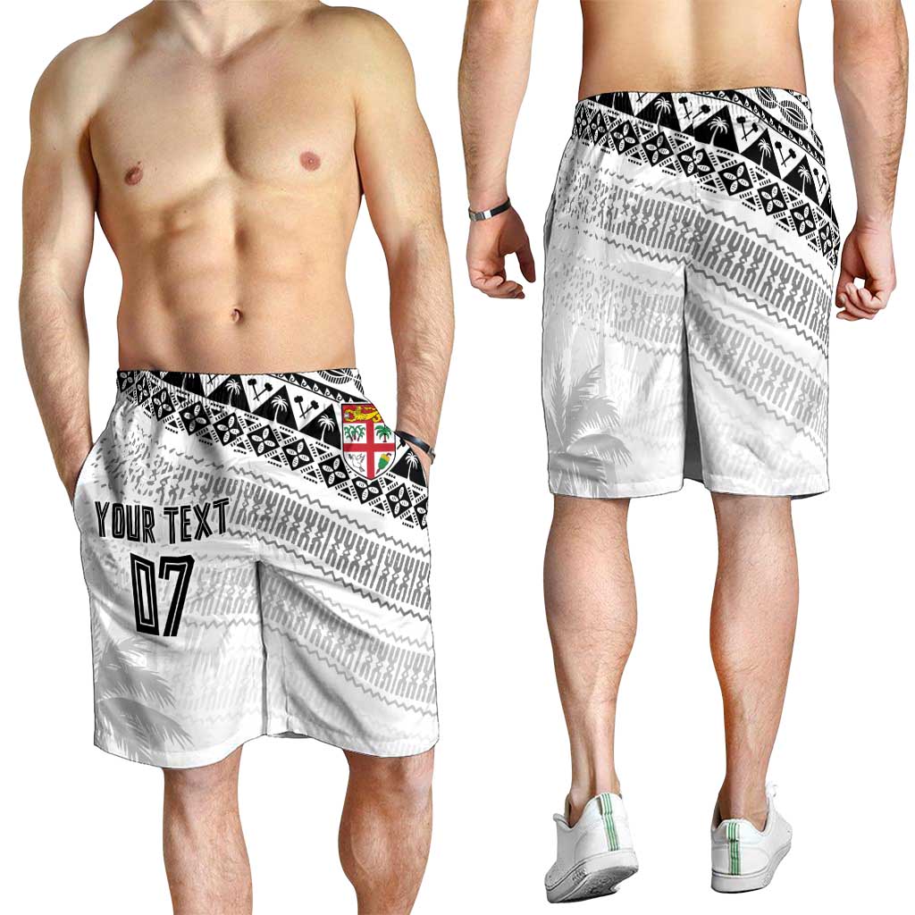Fiji Rugby Custom Kaiviti Masi Shorts for Men Black - Polynesian Pride