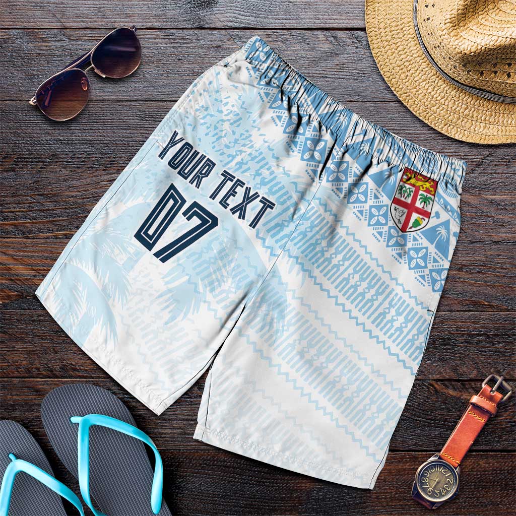 Fiji Rugby Custom Kaiviti Masi Shorts for Men Turquoise - Polynesian Pride