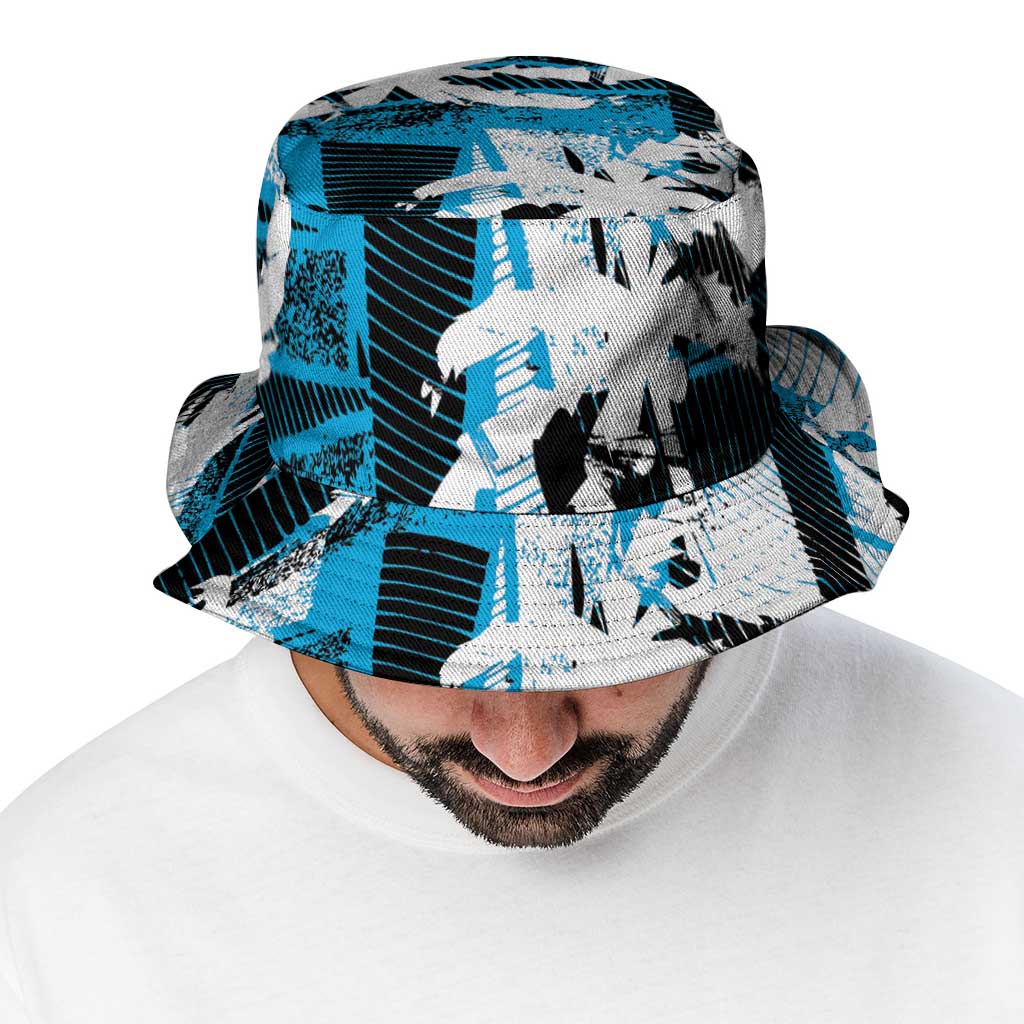Fijian Rugby Bucket Hat Grunge Palm Stylized LT01 - Polynesian Pride