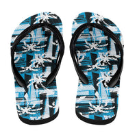 Fijian Rugby Flip Flops Grunge Palm Stylized LT01 - Polynesian Pride