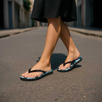 Fijian Rugby Flip Flops Grunge Palm Stylized LT01 - Polynesian Pride