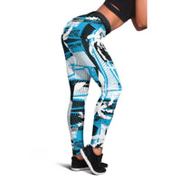 Fijian Rugby Leggings Grunge Palm Stylized LT01 - Polynesian Pride