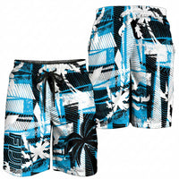 Fijian Rugby Shorts for Men Grunge Palm Stylized LT01 - Polynesian Pride