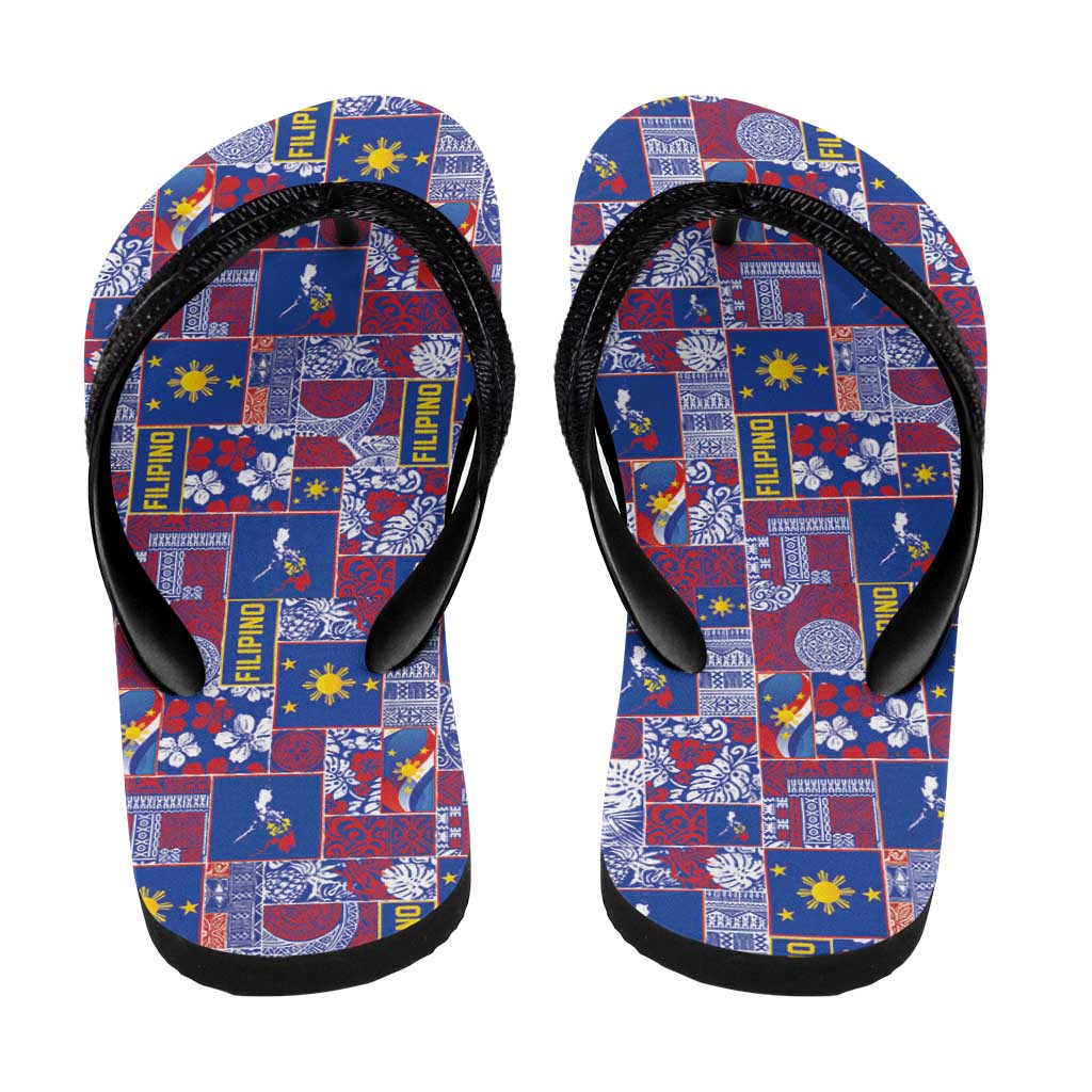 Filipino Maligayang Pasko Flip Flops Pacific Patchwork Xmas Vibes LT9 - Polynesian Pride
