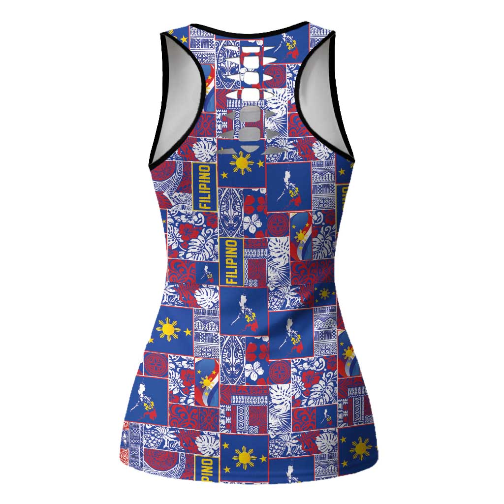 Filipino Maligayang Pasko Hollow Tank Top Pacific Patchwork Xmas Vibes LT9 - Polynesian Pride