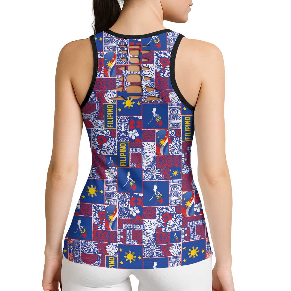 Filipino Maligayang Pasko Hollow Tank Top Pacific Patchwork Xmas Vibes LT9 - Polynesian Pride