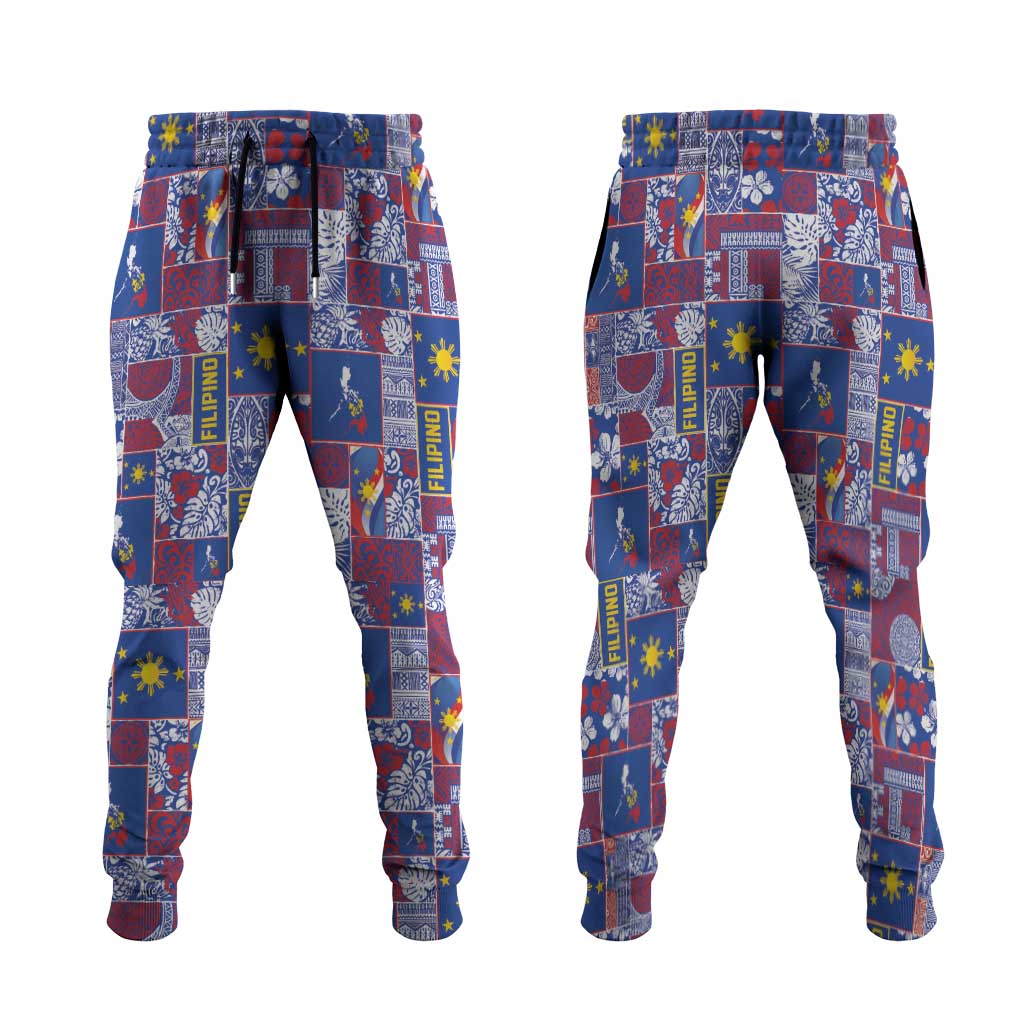 Filipino Maligayang Pasko Jogger Pants Pacific Patchwork Xmas Vibes LT9 Blue - Polynesian Pride