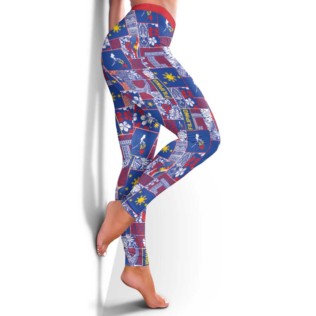 Filipino Maligayang Pasko Leggings Pacific Patchwork Xmas Vibes LT9 - Polynesian Pride