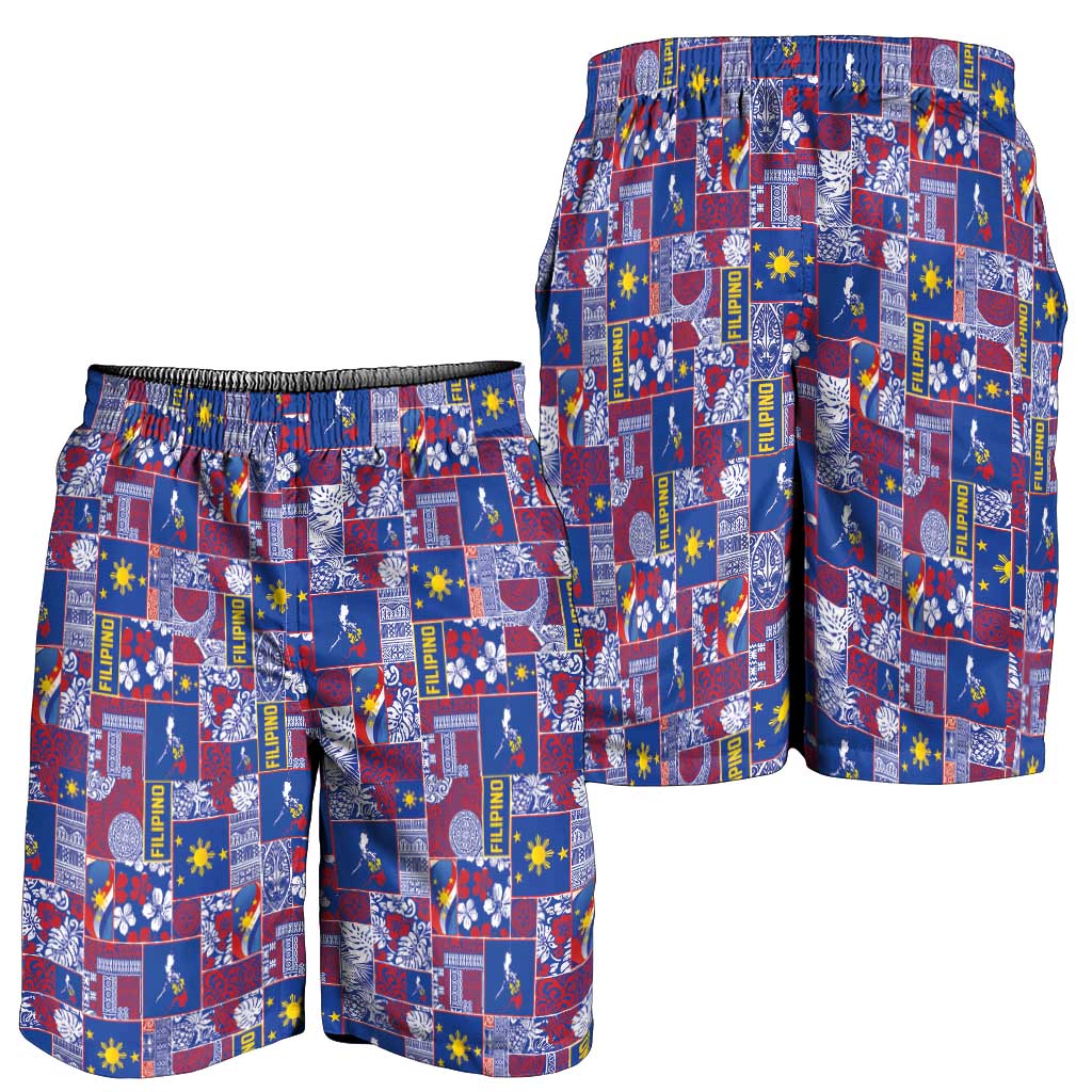 Filipino Maligayang Pasko Shorts for Men Pacific Patchwork Xmas Vibes LT9 - Polynesian Pride