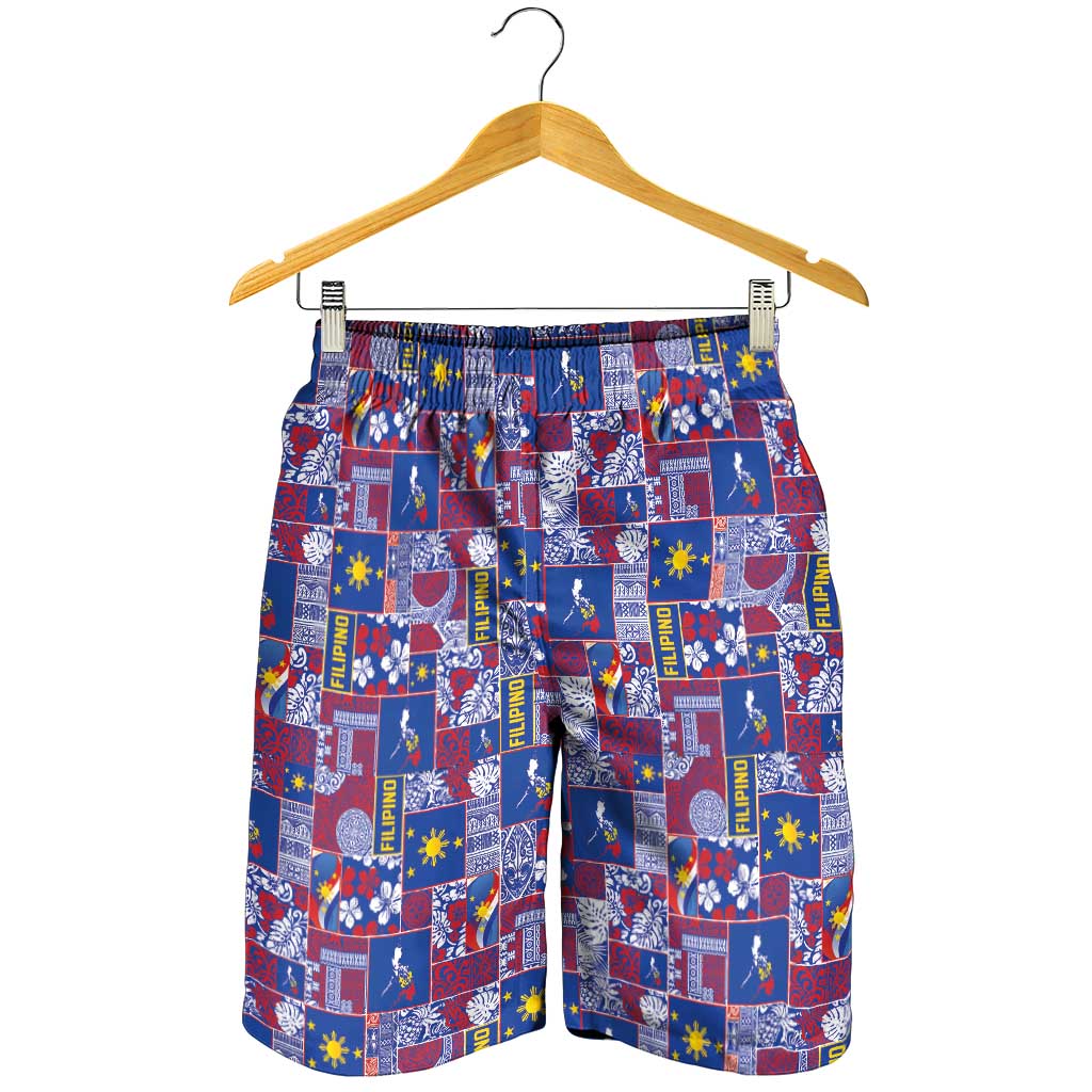 Filipino Maligayang Pasko Shorts for Men Pacific Patchwork Xmas Vibes LT9 - Polynesian Pride