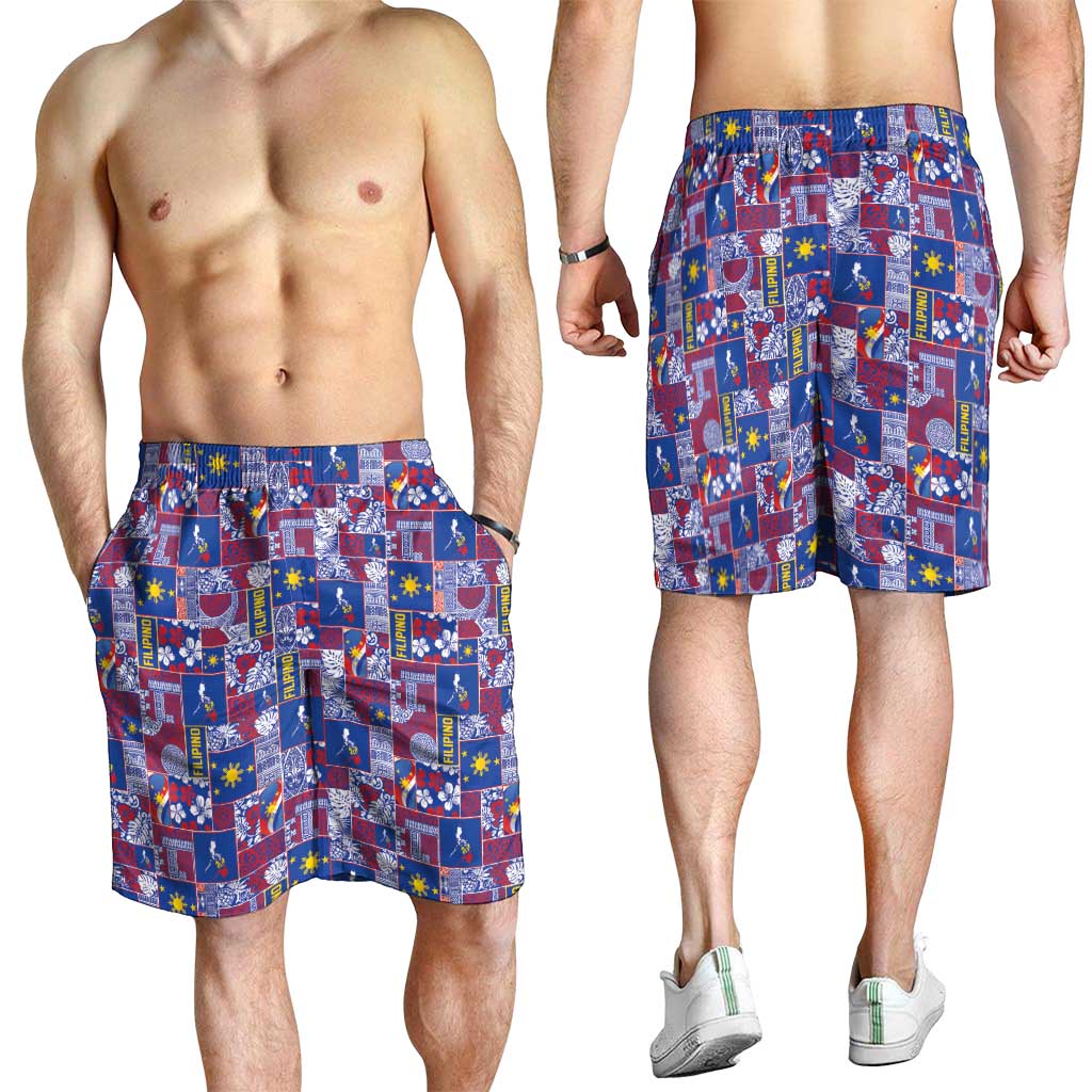 Filipino Maligayang Pasko Shorts for Men Pacific Patchwork Xmas Vibes LT9 - Polynesian Pride