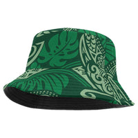 Forest Green Monstera Bucket Hat Polynesian Tribal Pattern - Polynesian Pride