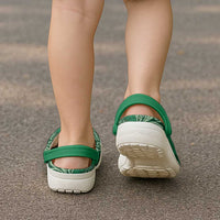 Forest Green Monstera Clogs Shoes Polynesian Tribal Pattern - Polynesian Pride