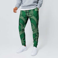 Forest Green Monstera Jogger Pants Polynesian Tribal Pattern - Polynesian Pride