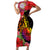 Tahiti French Polynesia Short Sleeve Body Long Dress Long Dress Red - Polynesian Pride