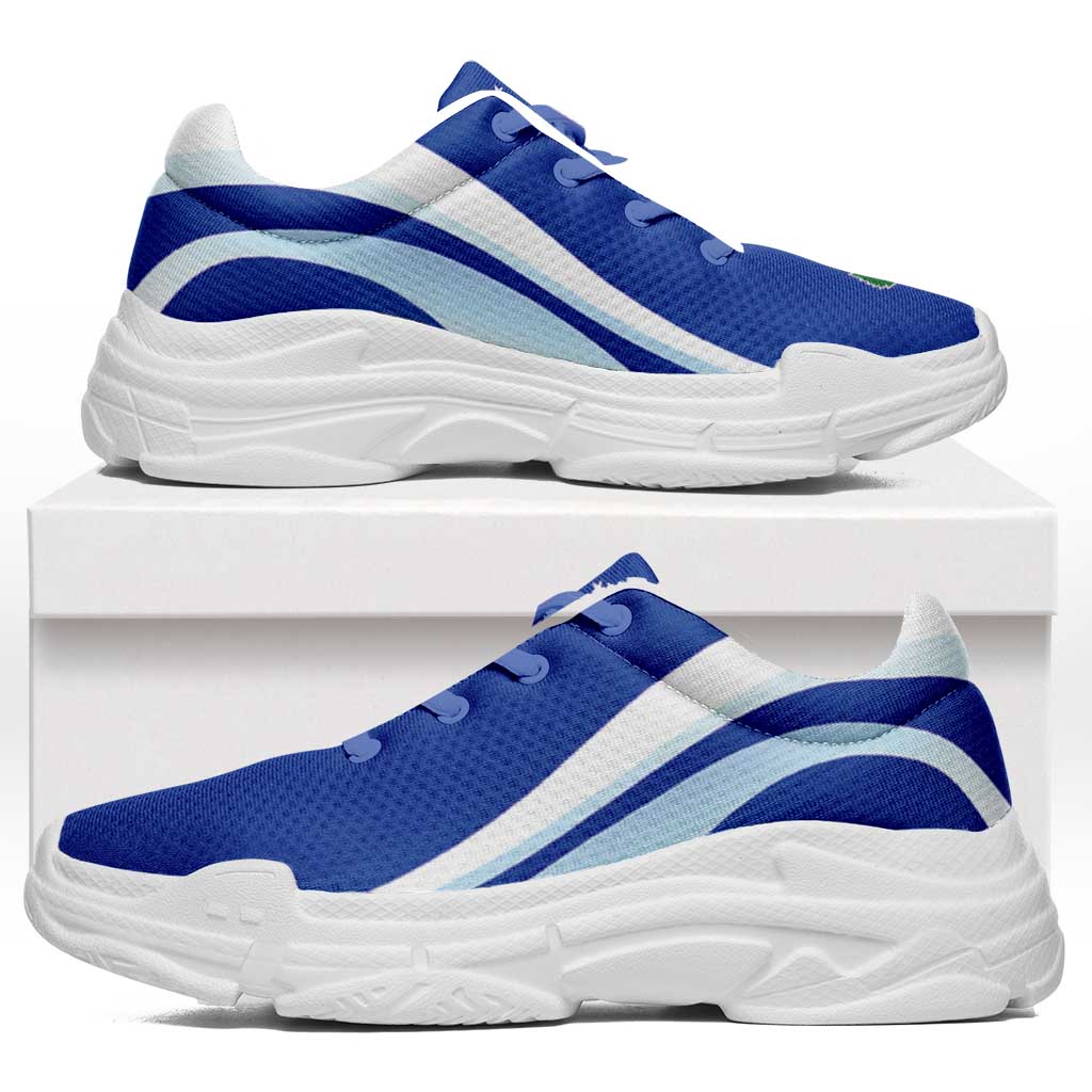 FSM Pohnpei Chunky Sneakers Flag-Inspired Curve Style LT05 Blue - Polynesian Pride