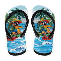 Funny Parrot Margarita Five O'clock Somewhere Flip Flops