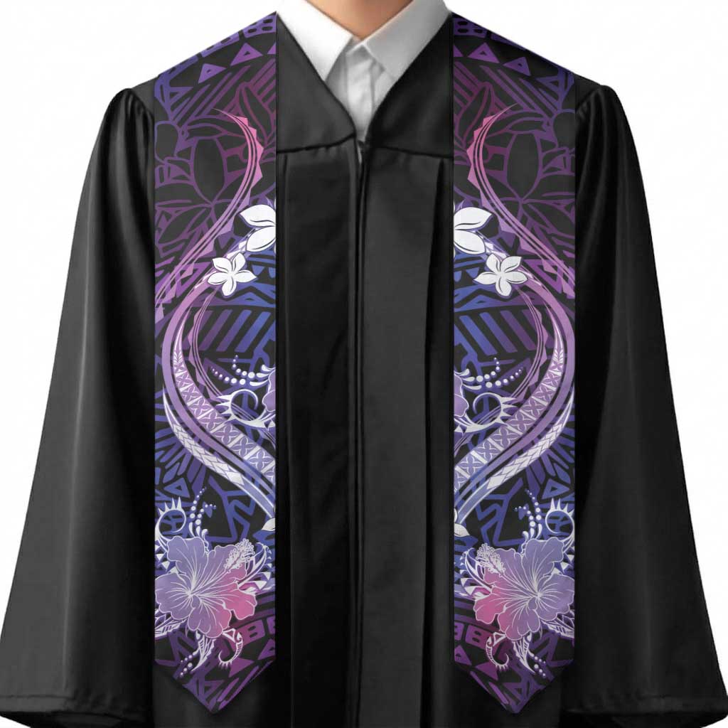 Galaxy Polynesian Pattern With Tropical Flowers Graduation Stole LT05 - Polynesian Pride