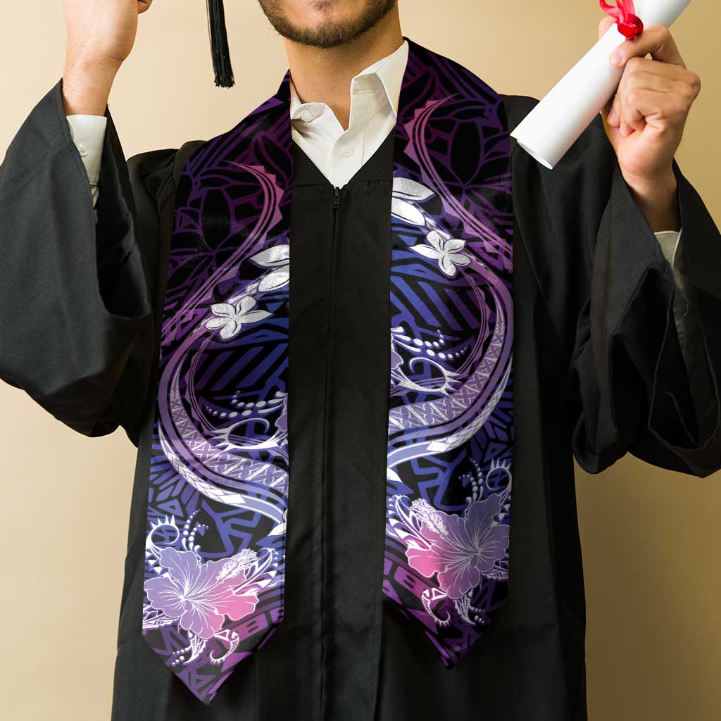 Galaxy Polynesian Pattern With Tropical Flowers Graduation Stole LT05 - Polynesian Pride