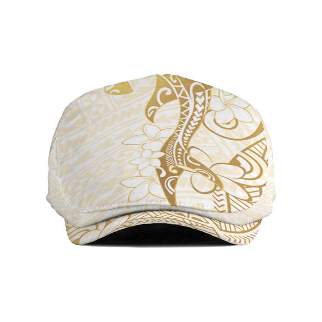 Gold and White Hawaii Jeff Hat Hammerhead Shark Tattoo Curve Polynesian - Polynesian Pride