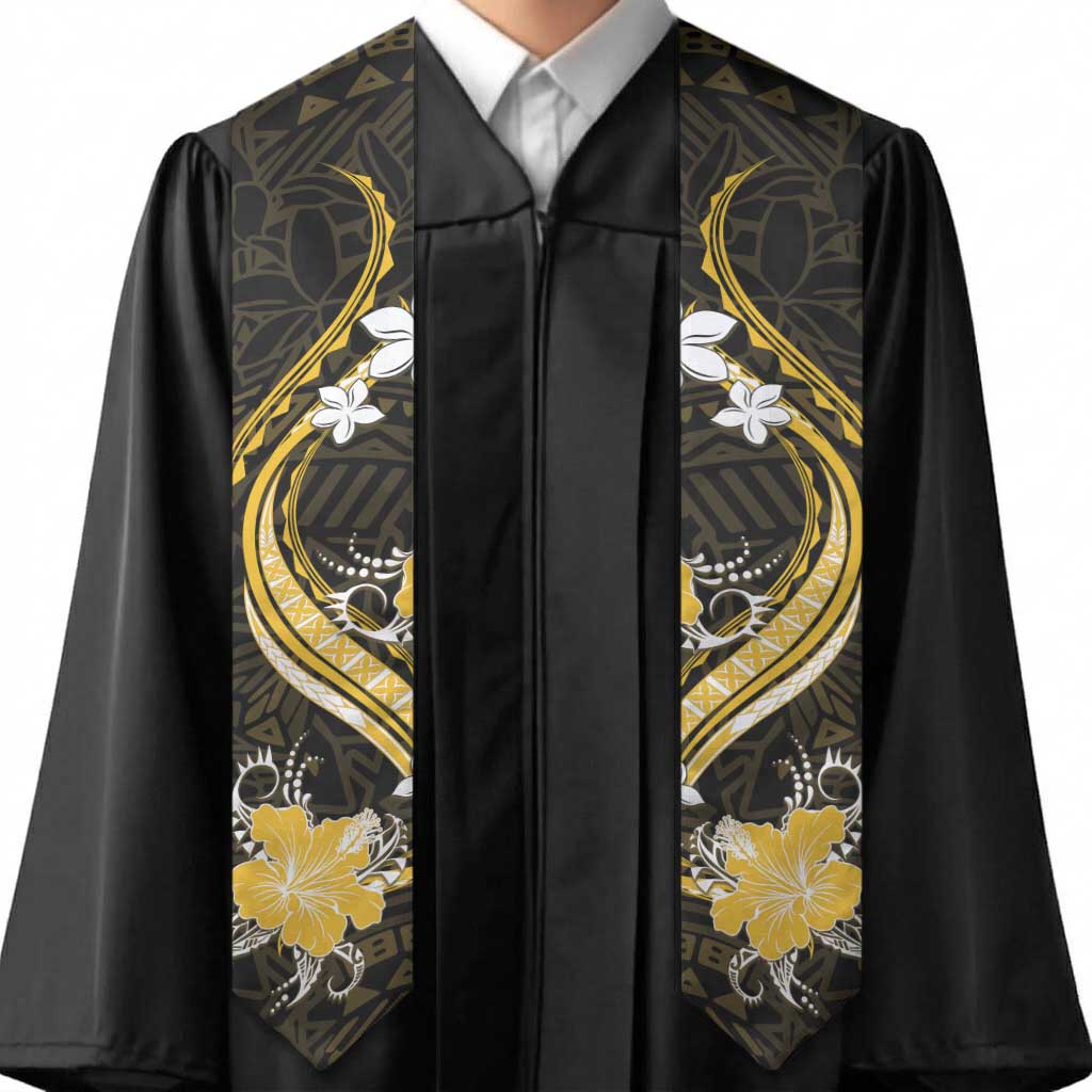 Gold Polynesian Pattern With Tropical Flowers Graduation Stole LT05 - Polynesian Pride